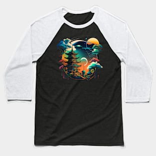 Japanese Temple Tokyo  Asian Inspired Retro Japan Baseball T-Shirt